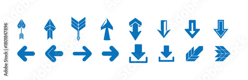 Free Download Blue Arrow Icon Set, Clean Minimal Directional Vector Graphics for UI, Apps and Infographics - GFXLoad