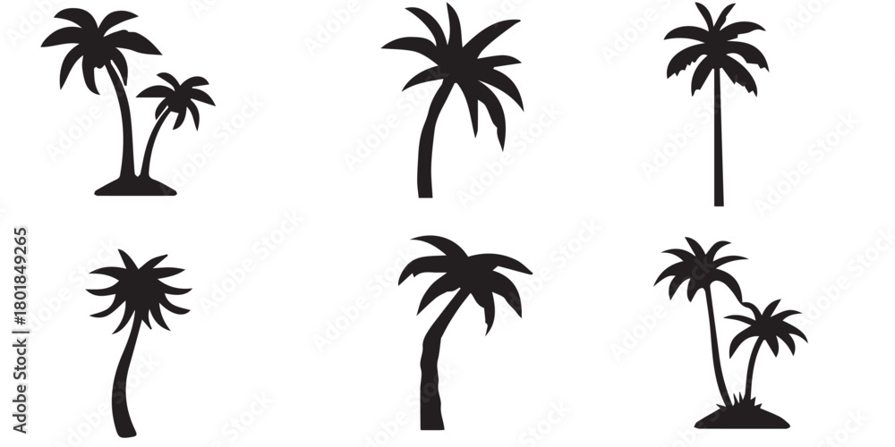 Obraz premium Set of 6 Black Palm Tree Silhouettes