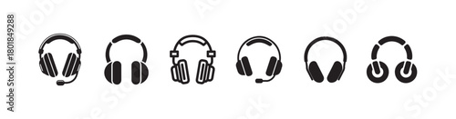 Headphone Vector Set Audio, Music & Listening Device Icons for Digital Interfaces
