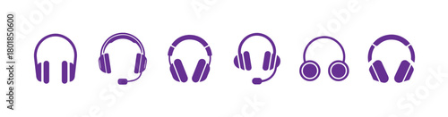 Colorful Headphone Icon Set, Modern Audio and Music Device Symbols, vector illustration eps 10.