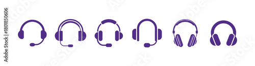 Headphone Vector Set, Modern Multimedia, Music App & UI Navigation Symbols in Clean Minimal Style