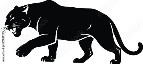 Black panther vector illustration walking silhouette animal predator eps