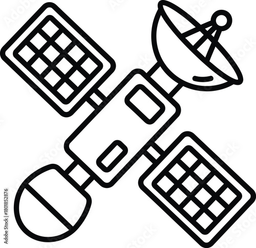 Satellite outline vector illustration space communication technology eps silhouette