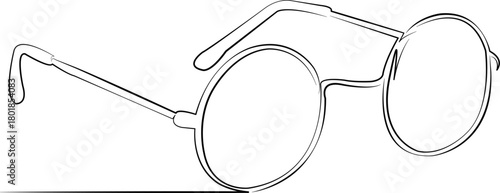 One continuous line drawing on white isolated background. Minimalism linear illustration. goggles, accessory, isolated, fashion, style, optical, retro, spectacle, vintage, object