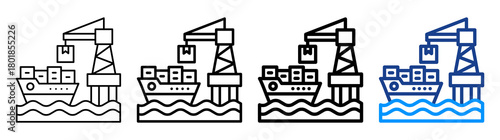 Port Logistics Icon Different Style Outline Collection Set