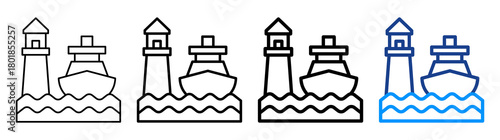 Harbor Icon Different Style Outline Collection Set