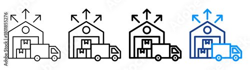 Distribution Center Icon Different Style Outline Collection Set