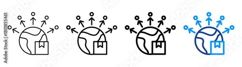 Global Distribution Icon Different Style Outline Collection Set