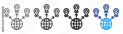 Distribution Network Icon Different Style Outline Collection Set