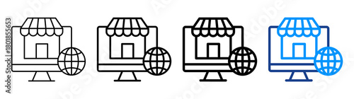 Global Marketplace Icon Different Style Outline Collection Set