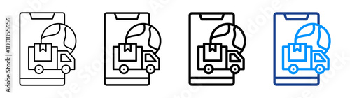 Global Online Delivery Icon Different Style Outline Collection Set