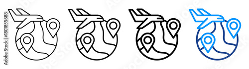 Around The World Icon Different Style Outline Collection Set