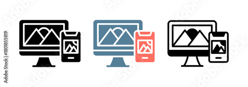 Responsive Design Icon Collection Set  Glyph & Mixed Style  