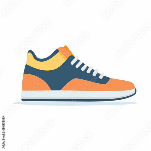 Colorful Flat Design Sneaker Illustration with White Laces.