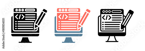 Code Editor Icon Collection Set  Glyph & Mixed Style  