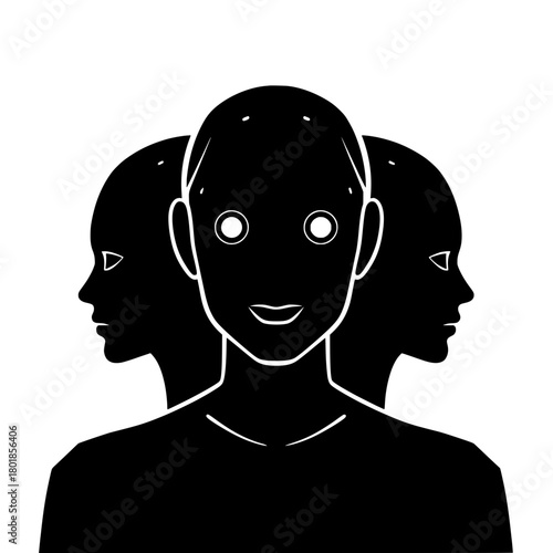 Striking monochrome illustration of diverse identities, unity, and individuality