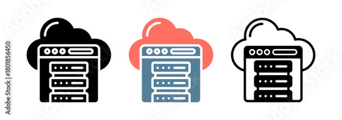 Cloud Hosting Icon Collection Set  Glyph & Mixed Style  