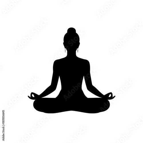 Relaxed woman practicing mindful meditation for inner peace and wellness retreat