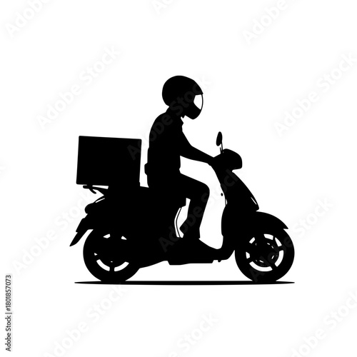 Swift delivery silhouette: Fast and efficient scooter courier with package ready to go