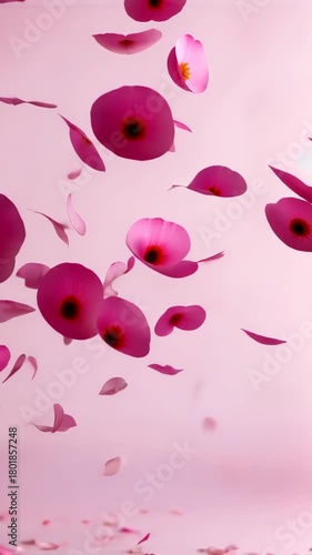 Vibrant pink petals dancing gracefully against soft pink background