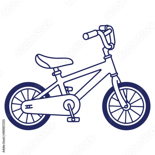 Childs bicycle line art illustration promoting outdoor activity and healthy lifestyle showcasing freedom and independence for young riders