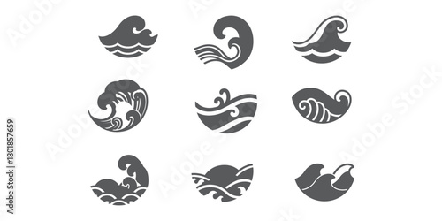 Vector water wave icon design set  fully editable high quality