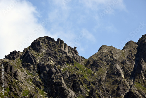 Fototapeta Naklejka Na Ścianę i Meble -  Wierch pod Fajki - a two-peaked peak on the northern ridge of Skrajny Granat running from Skrajny Granat towards Zolta Turnia. High Tatra moutains peaks, Tatra National Park, Poland.