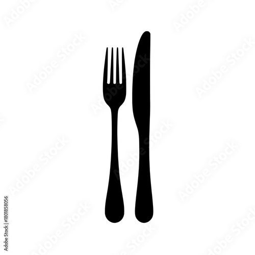 Elegant fork and knife silhouette for culinary designs and restaurant branding needs