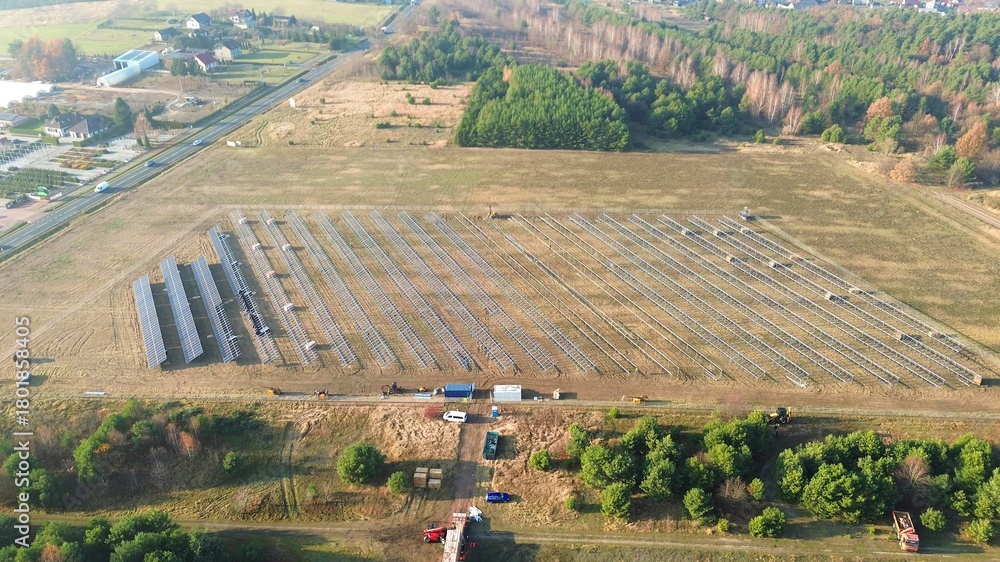 Naklejka premium Large renewable solar project aerial