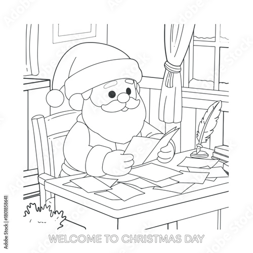 Christmas cartoon character painting outline drawing