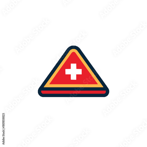 First aid sign for emergency situations, healthcare and hospital assistance needs