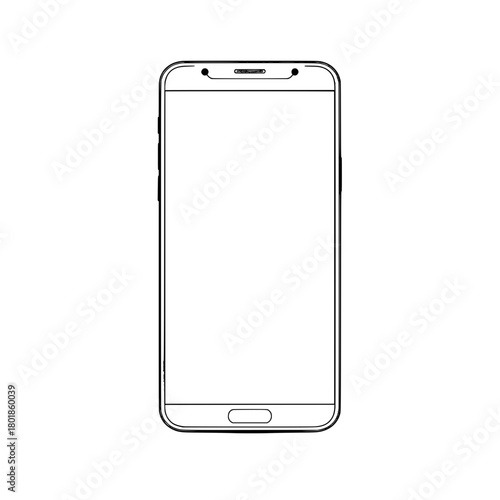 Sleek smartphone outline with blank screen offers modern digital device template