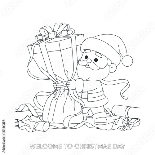 Christmas cartoon character painting outline drawing