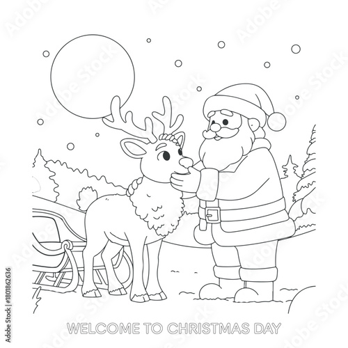Christmas cartoon character painting outline drawing