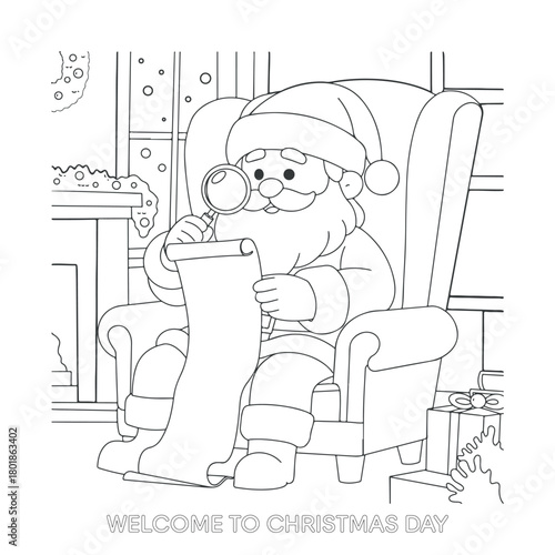 Christmas cartoon character painting outline drawing