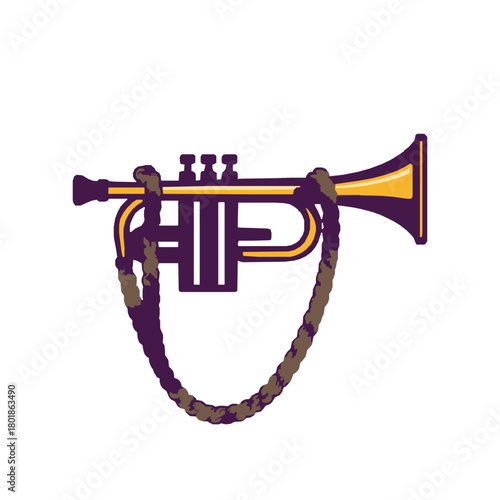 Elegant trumpet with decorative braided cord for musical events