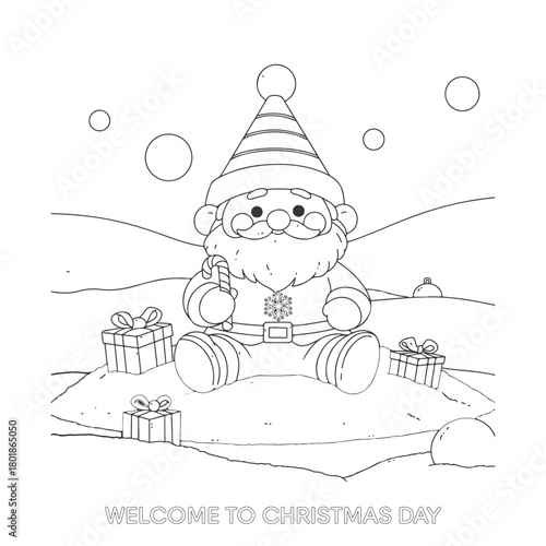 Christmas cartoon character painting outline drawing