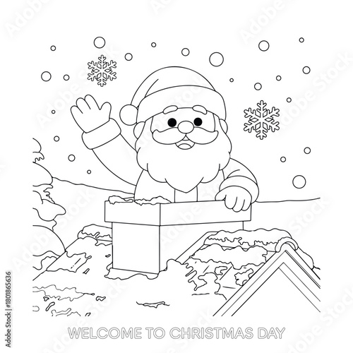 Christmas cartoon character painting outline drawing