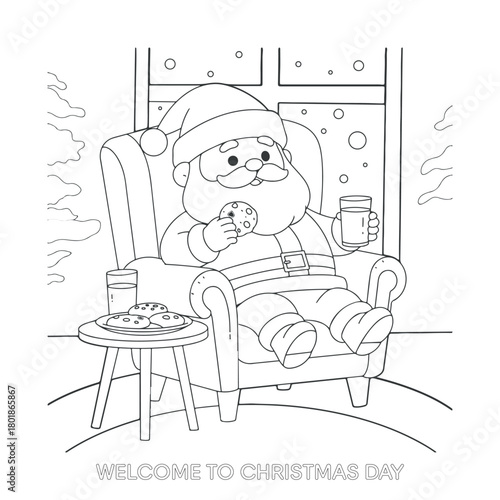 Christmas cartoon character painting outline drawing