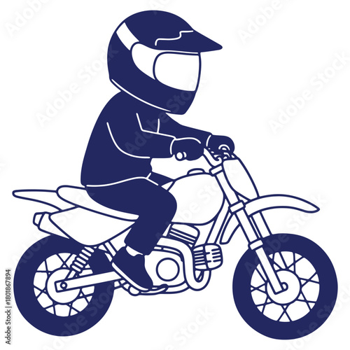 Illustrated dirt bike rider with full protective gear ready for adventure and off road challenges perfect for extreme sport enthusiasts