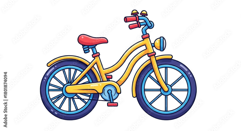 Fototapeta premium Yellow Cartoon Bicycle Vector Illustration