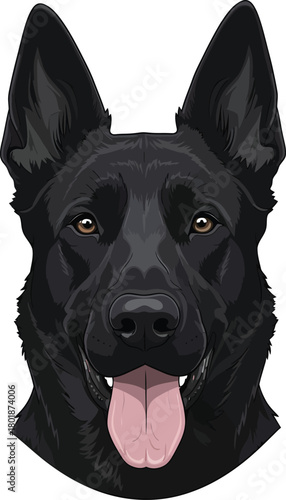 Black german shepherd dog portrait illustration vector graphics art eps silhouette