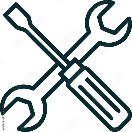 Wrench and screwdriver tools crossed icon for repair service Vector