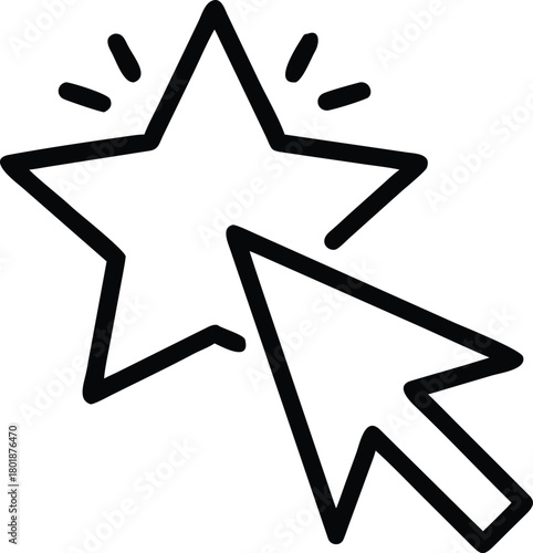 Favorite star selection by mouse cursor icon, user experience Vector