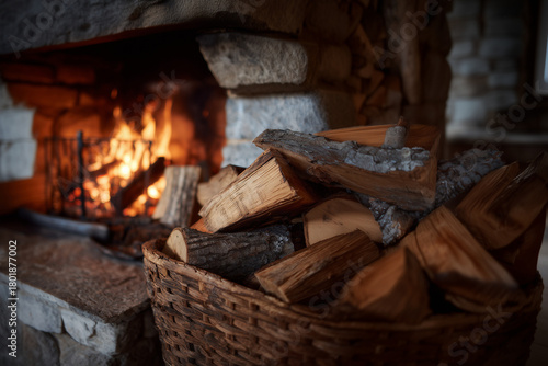 Wallpaper Mural firewood in the fireplace Torontodigital.ca
