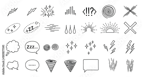Collection of hand drawn doodle icons and symbols for design