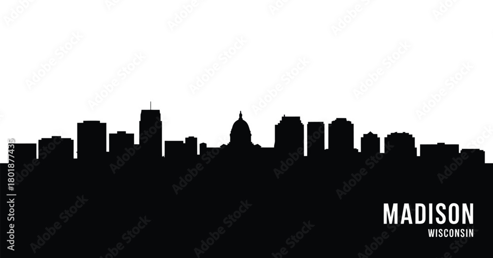 Naklejka premium Madison wisconsin skyline silhouette illustration