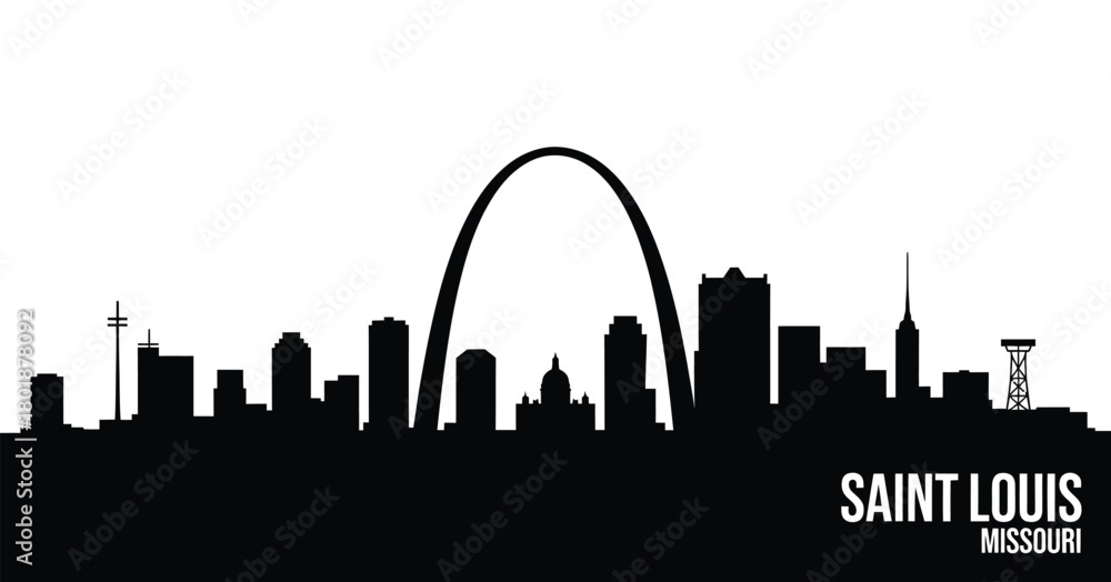 Naklejka premium Saint louis skyline silhouette with gateway arch