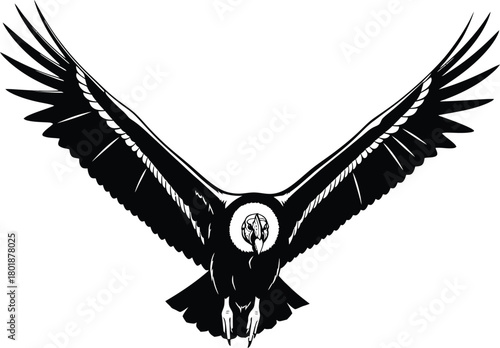 Condor bird flying illustration vector andean condor wildlife drawing eps silhouette