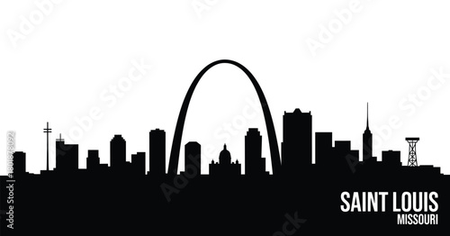 Saint louis skyline silhouette with gateway arch